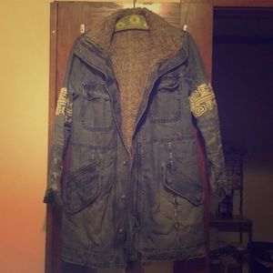 Free People Distressed Embroidered Lined Jean